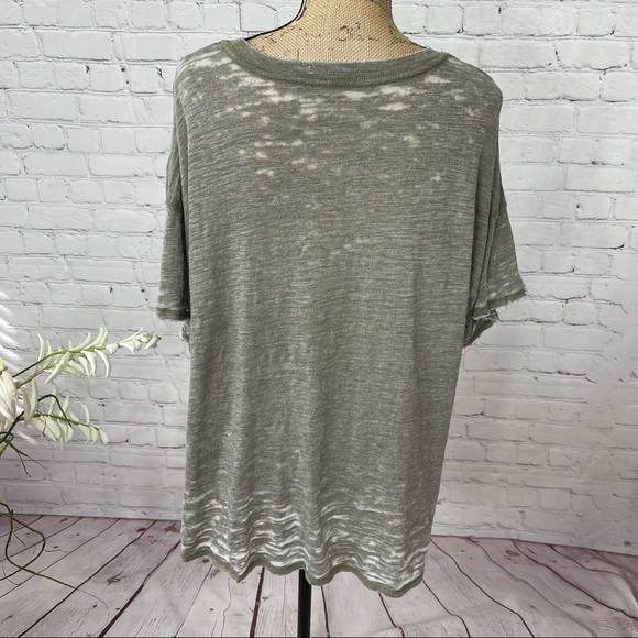 Free People Distressed Army/Moss Green Burn Out Style Top - Picture 10 of 12